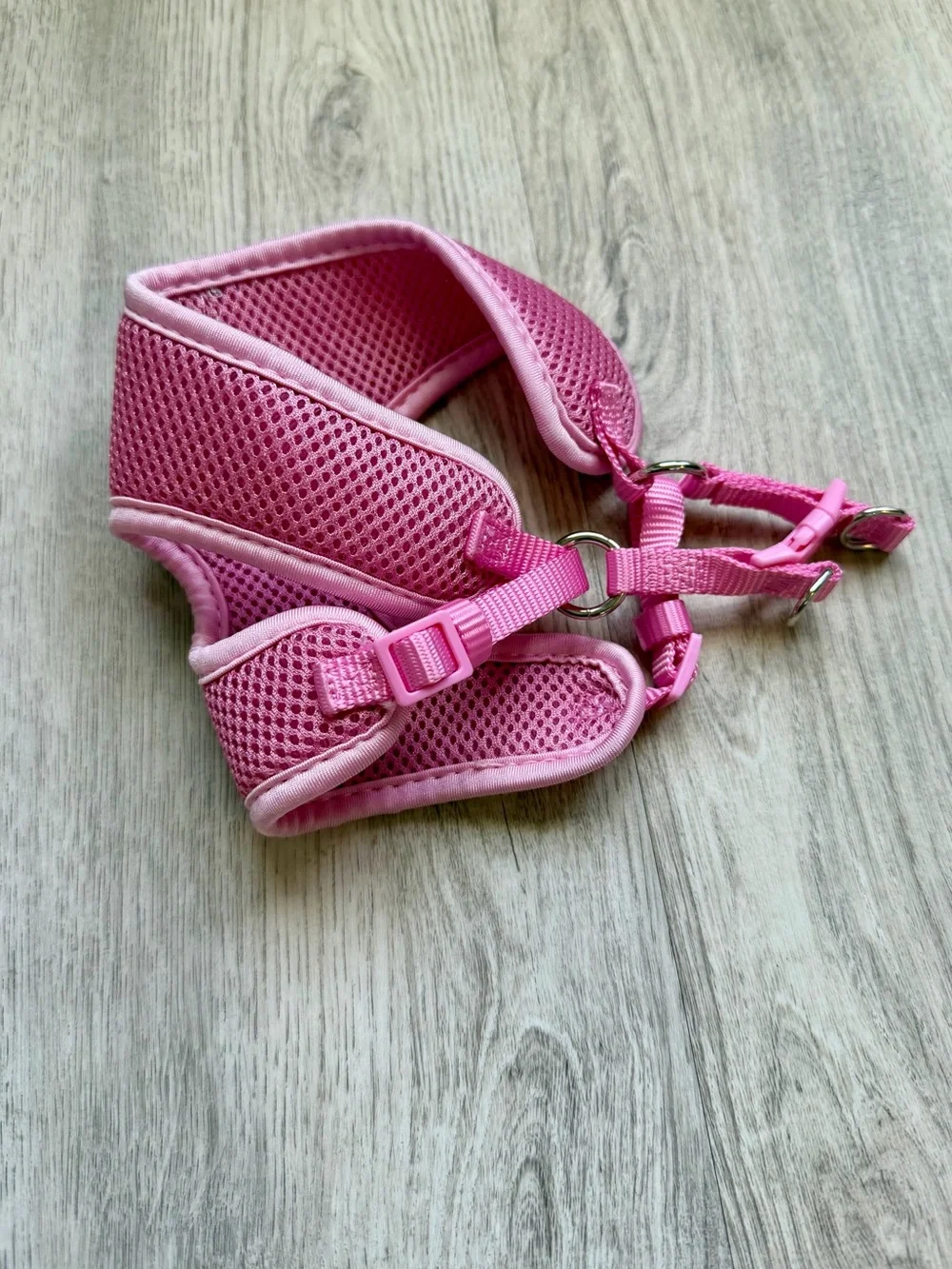 Small Dog Harness in Pink Breathable Mesh with White Paw Print Accent - size XS